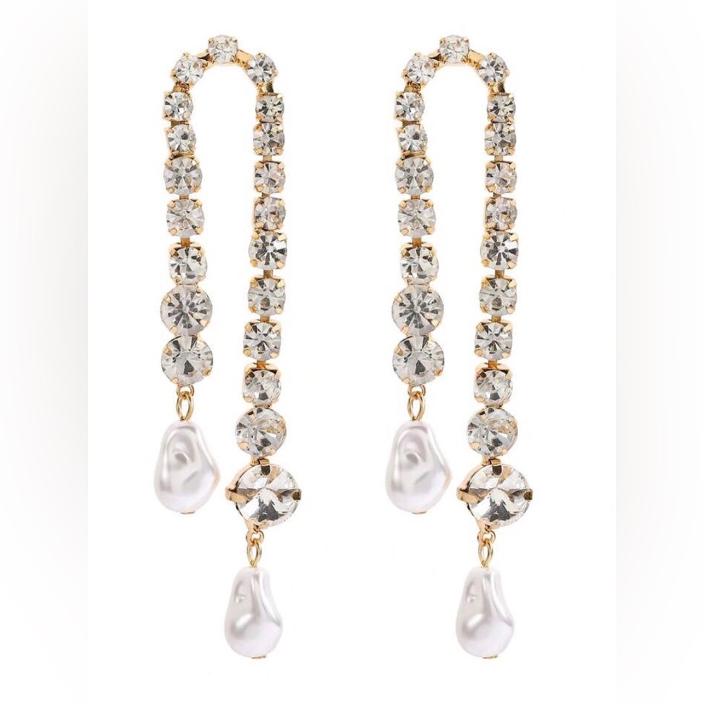 New Zara Rhinestone Crystal Drop Statement Earrings - Picture 15 of 16
